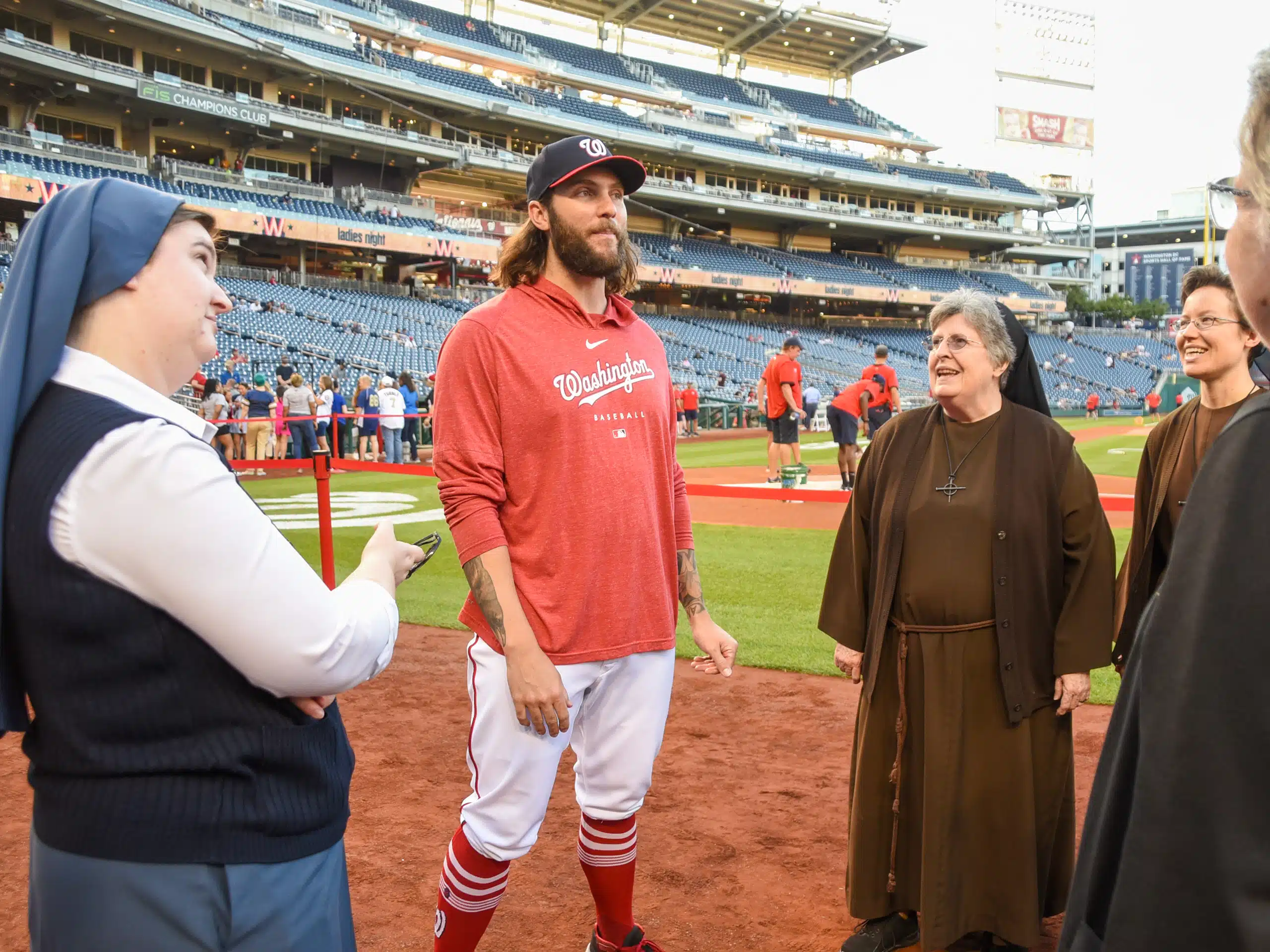 Religious women join Nationals pitcher Trevor Williams for “Ladies Night” - Arlington Catholic Herald