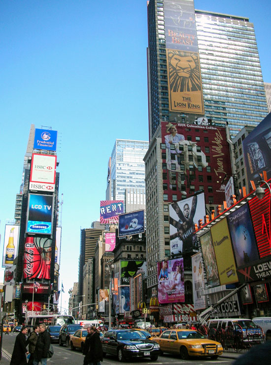 New York City's Times Square is a great place to visit on foot. New York City's Times Square is a great place to visit on foot.